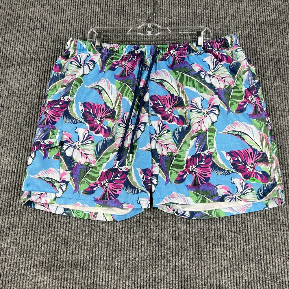 Tommy Bahama Swim Shorts Trunks Mens XL Extra Large Blue Floral Lined Beach Pool